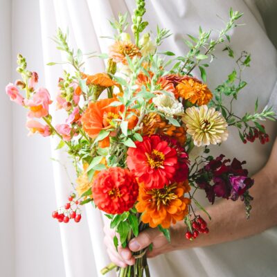 large zinnia arrangement